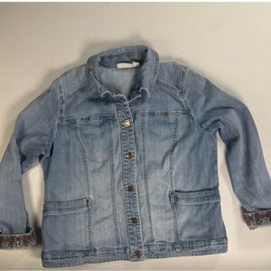 Chico's Blue Jean Jacket with Multicolor Paisley Back